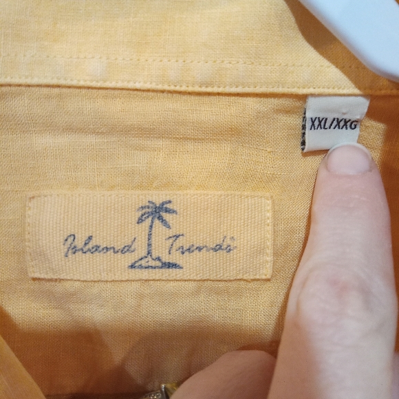 Island Trends 100% linen orange short sleeve button up shirt size XXL - Picture 4 of 5